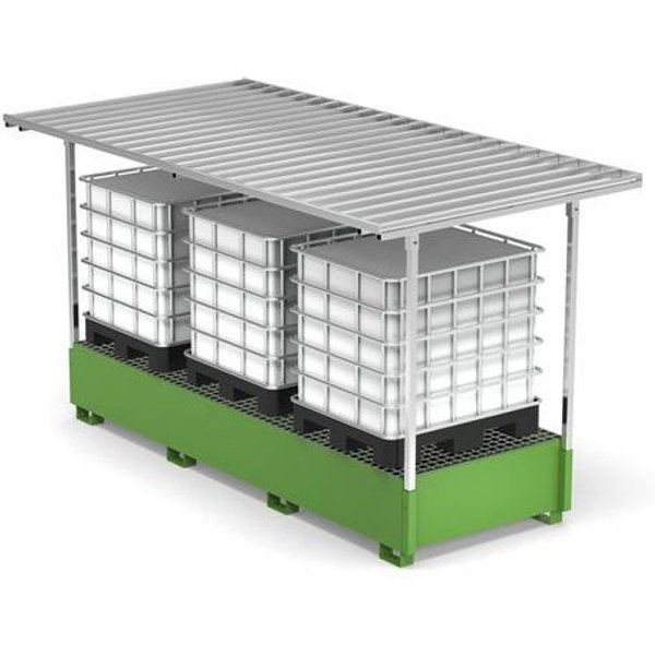 Vasca Con Tettoia 2000L 3 Ibc - Verde RAL6018,-image