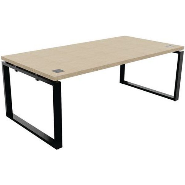 Scrivania Dir L200Xp100Cm Gambe Nero/Rovere Con Venature,-image
