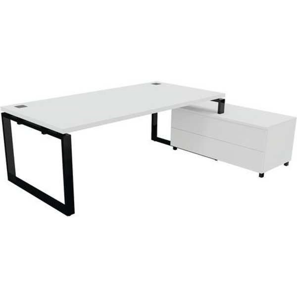 Scrivania Dir L200Xp100Cm Cassettiera Gambe Nero/Bianco,-image