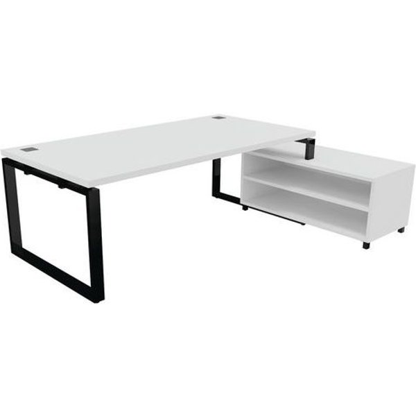 Scrivania Dir L200Xp100Cm Mobile Cont Gambe Nero/Bianco,-image