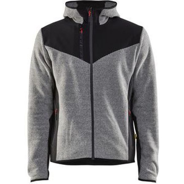 Giacca Da Lavoro In Tricot Con Cappuccio Grigio Chiné/Nero,-image