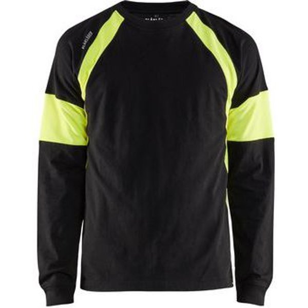 Blaklader - T-shirt Da Lavoro A Maniche Lunghe Nero/giallo Fluo-image