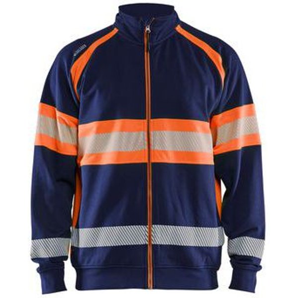 Felpa Alta Visibilità Con Zip Blu Marina E Arancione,-image