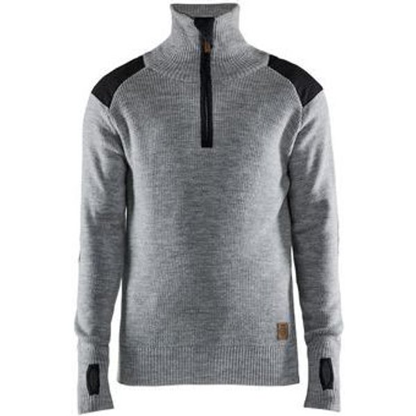 Felpa Lavoro Lana Collo Con Zip Colore Grigio Chiné/Grigio,-image