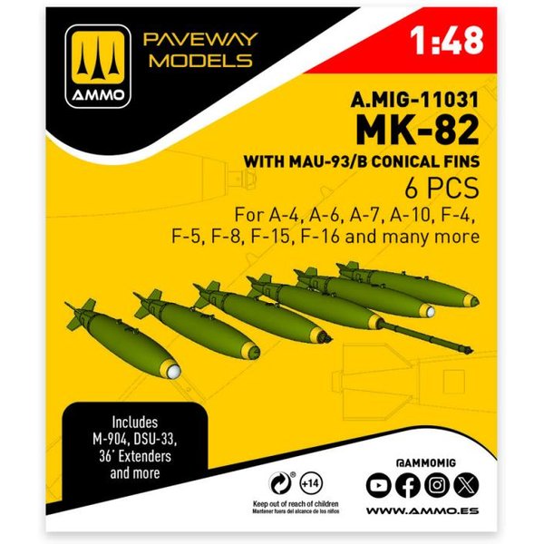 MK-82 with MAU-93/B conical fin (6 pcs)