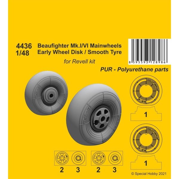 Beufighter Mk.I/VI - Mainwheels - Early Wheel Hub / Smooth Tyre