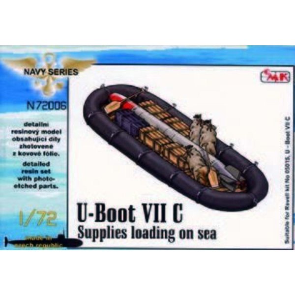 U-Boot VII - Supplies loading on sea (food, ammo boxes, boat, 1x torpedo)
