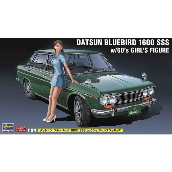 Datsun Bluebird 1600 SSS mit 60er Jahre Frauenfigur