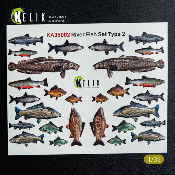 River Fish set Type 2 - 3D-Decals for dioramas