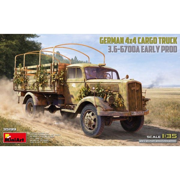 German 3t 4x4 Cargo Truck 3.6-6700A Early Prod