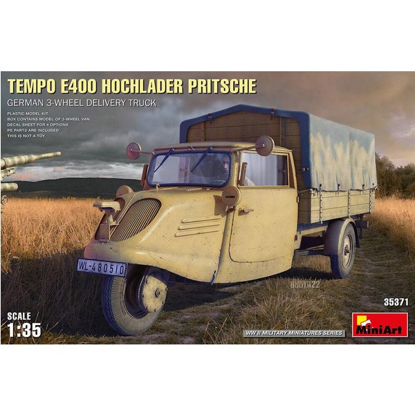 Tempo E400 Hochlader Pritsche. German 3-Wheel Delivery Truck