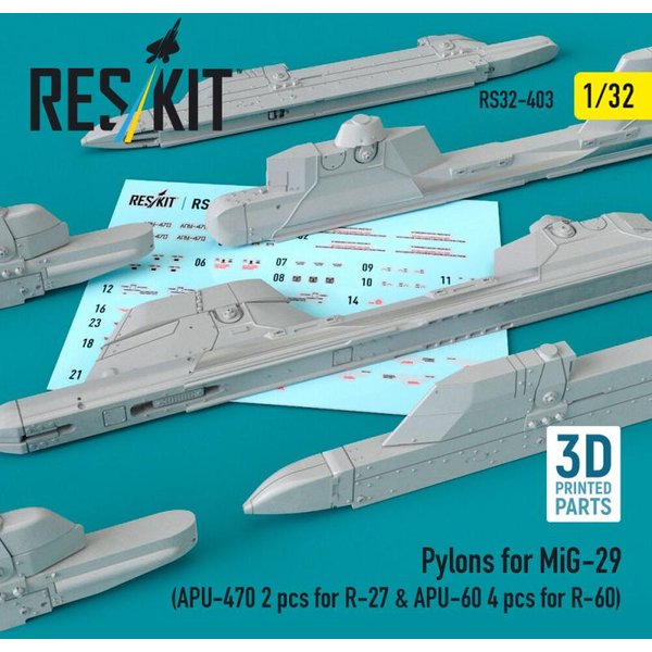 Pylons for MiG-29 (APU-470 2 pcs for R-27 & APU-60 4 pcs for R-60) (3D Printed)