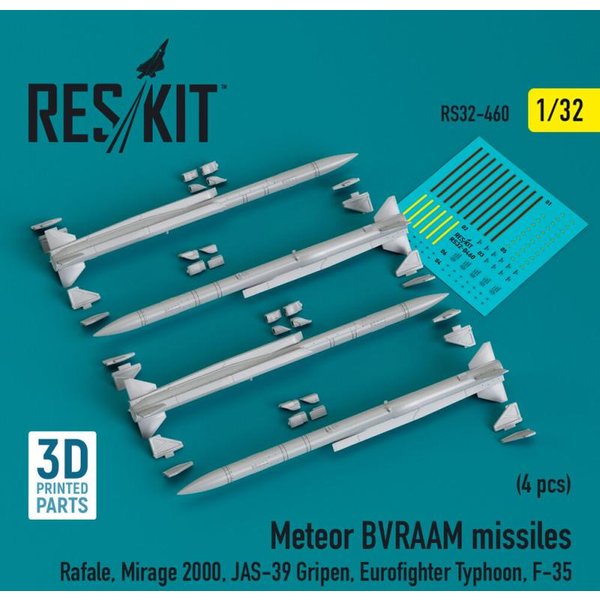 Meteor BVRAAM missiles (4 pcs) (Rafale, Mirage 2000, JAS-39 Gripen, Eurofighter Typhoon, F-35) (3D Printed)