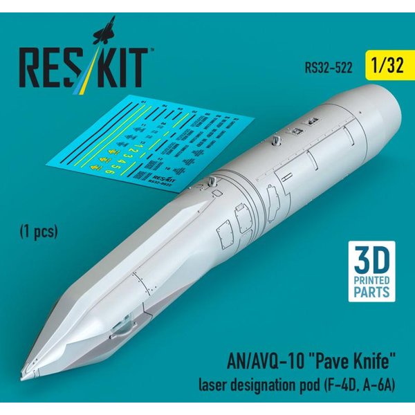 AN/AVQ-10 Pave Knife laser designation pod (1 pcs) (F-4D, A-6A) (3D Printed)