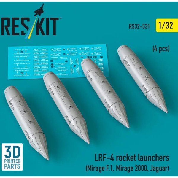 LRF-4 rocket launchers (4 pcs) (Mirage F.1, Mirage 2000, Jaguar) (3D Printed)