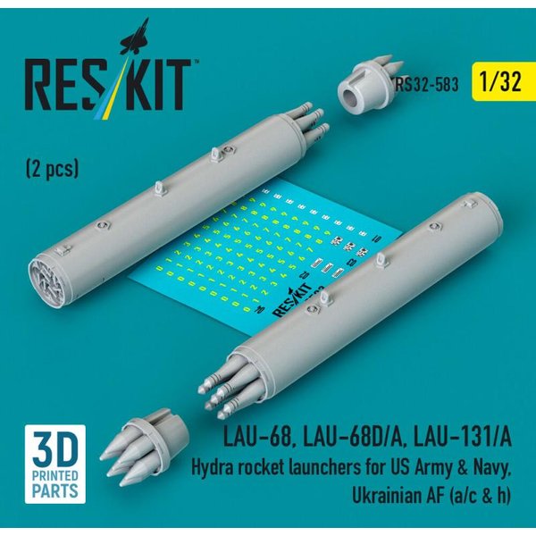 LAU-68, LAU-68D/A, LAU-131/A Hydra rocket launchers for US Army & Navy, Ukrainian AF (a/c & h) (2 pcs) (3D Printed)