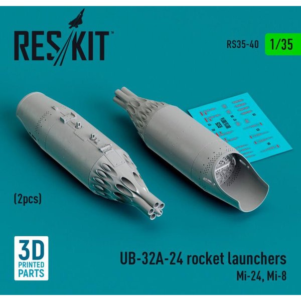 UB-32A-24 rocket launchers (2 pcs) (Mi-24, Mi-8) (3D Printed)
