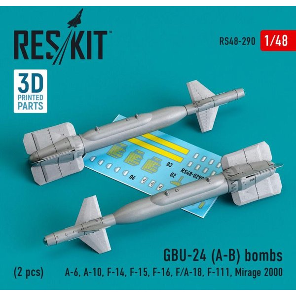 GBU-24 (A-B) bombs (2 pcs) (A-6, A-10, F-14, F-15, F-16, F/A-18, F-111, Mirage 2000) (3D Printed)
