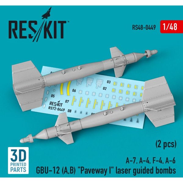GBU-12 (A,B) Paveway I laser guided bombs (2 pcs) (A-7, A-4, F-4, A-6) (3D Printed)