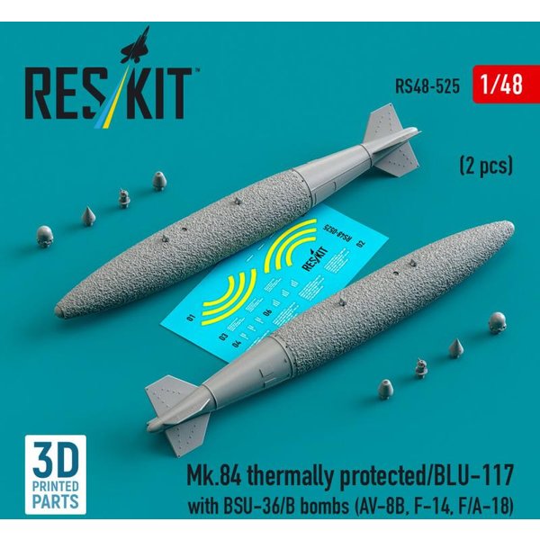 Mk.84 thermally protected/BLU-117 with BSU-36/B bombs (2 pcs) (AV-8B, F-14, F/A-18) (3D Printed)