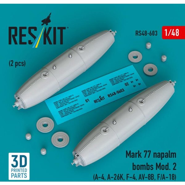 Mark 77 napalm bombs Mod. 2 (2pcs) (A-4, A-26K, F-4, AV-8B, F/A-18) (3D Printed)