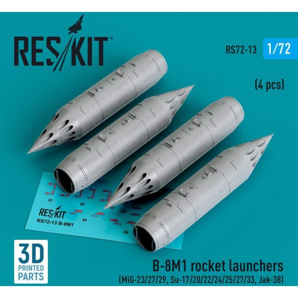 B-8M1 rocket launchers (4 pcs) (MiG-23/27/29, Su-17/20/22/24/25/27/33, Jak-38) (3D Printed)