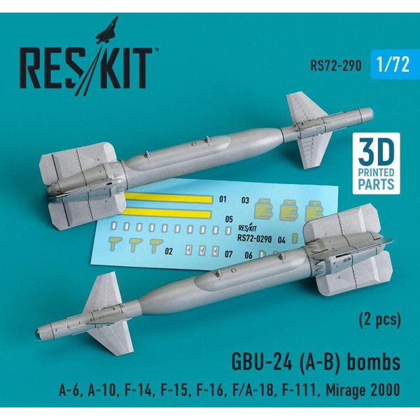 GBU-24 (A-B) bombs (2 pcs) (A-6, A-10, F-14, F-15, F-16, F/A-18, F-111, Mirage 2000) (3D Printed)