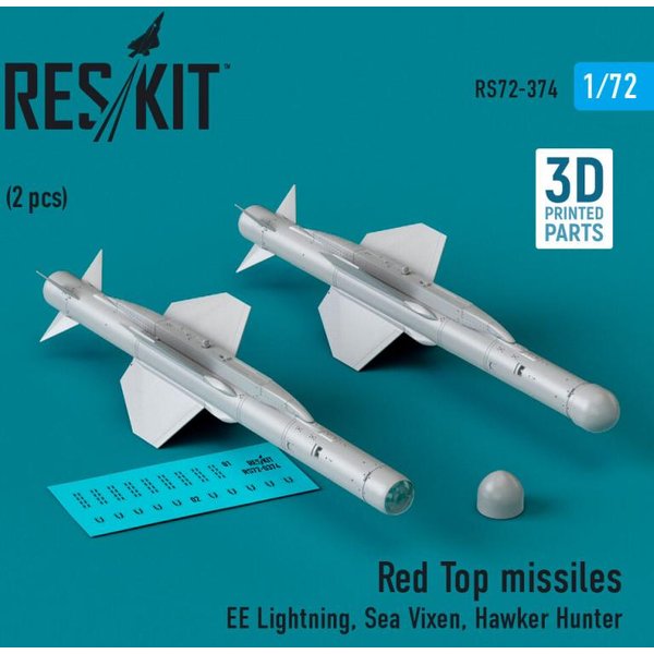 Red Top missiles (2 pcs) (EE Lightning, Sea Vixen, Hawker Hunter) (3D Printed)