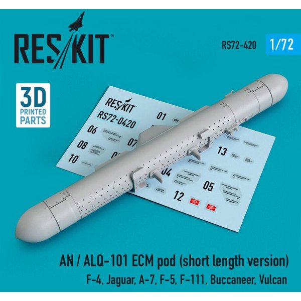 AN / ALQ-101 ECM pod (short length version) (F-4, Jaguar, A-7, F-5, F-111, Buccaneer, Vulcan) (3D Printed)