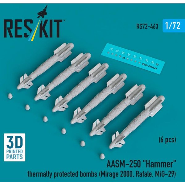 AASM-250 Hammer thermally protected bombs (6 pcs) (Mirage 2000, Rafale, MiG-29) (3D Printed)
