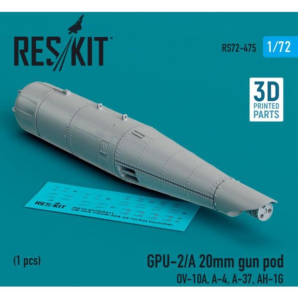 GPU-2/A 20mm gun pod (1 pcs) (OV-10A, A-4, A-37, AH-1G) (3D Printed)