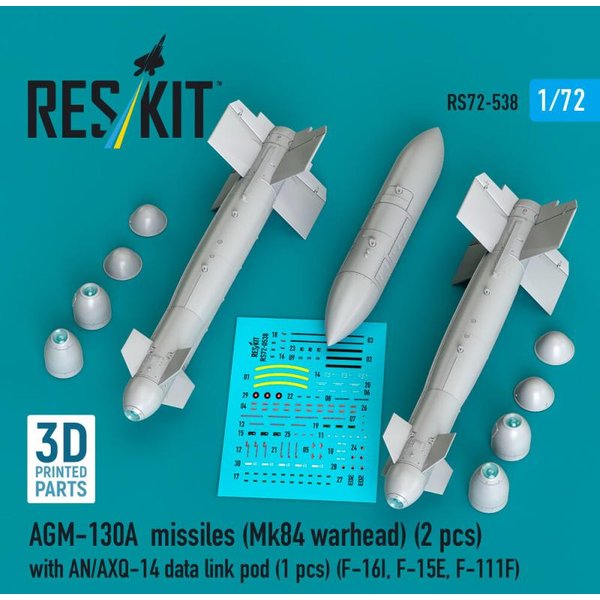 AGM-130A missiles (Mk84 warhead) (2 pcs) with AN/AXQ-14 data link pod (1 pcs) (F-16I, F-15E, F-111F) (3D Printed)