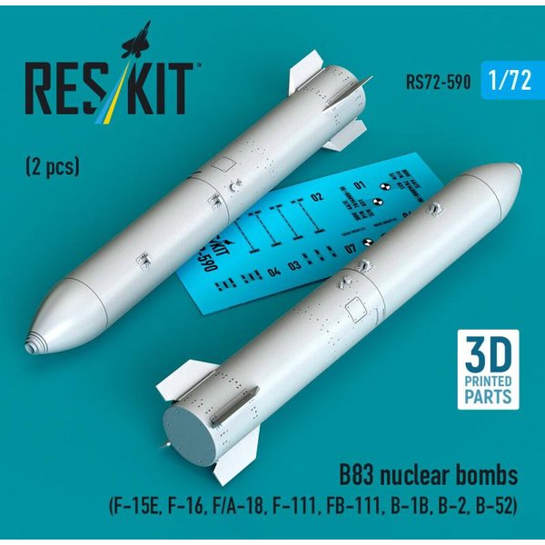B83 nuclear bombs (2 pcs) (F-15E, F-16, F/A-18, F-111, FB-111, B-1B, B-2, B-52) (3D Printed)