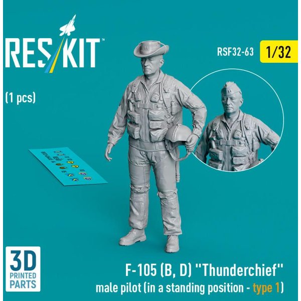 F-105 (D,F,G) Thunderchief - Male pilot (in a standing position - type 1) (1 pcs) (3D Printed)