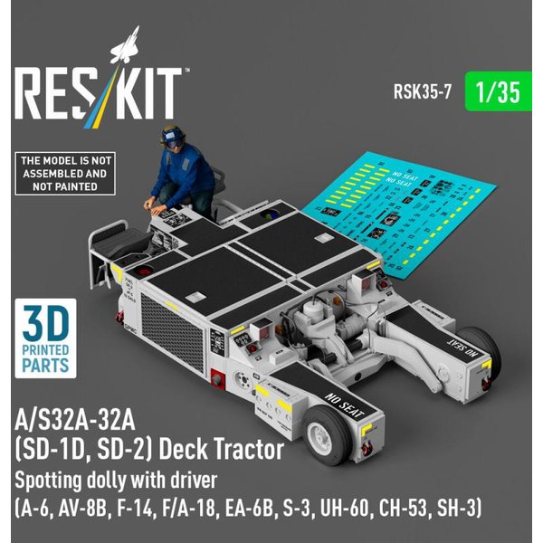 A/S32A-32A (SD-1D, SD-2) Deck Tractor Spotting dolly with driver (UH-60, CH-53, SH-3) (3D Printed model kit)