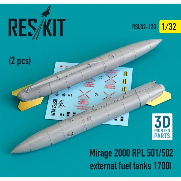 Mirage 2000 RPL 501/502 external fuel tanks 1700lt (2 pcs) (3D Printed)