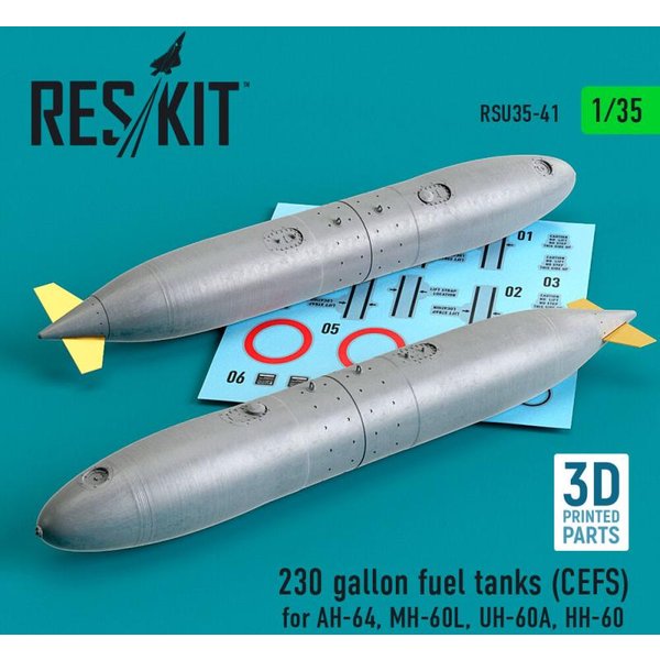 230 gallon fuel tanks (CEFS) for AH-64, MH-60L, UH-60A, HH-60 (3D Printed) (2 pcs)