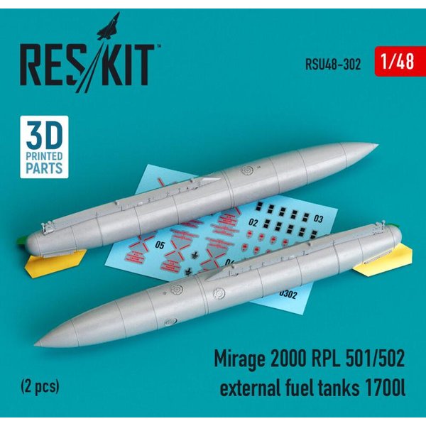 Mirage 2000 RPL 501/502 external fuel tanks 1700lt (2 pcs) (3D Printed)