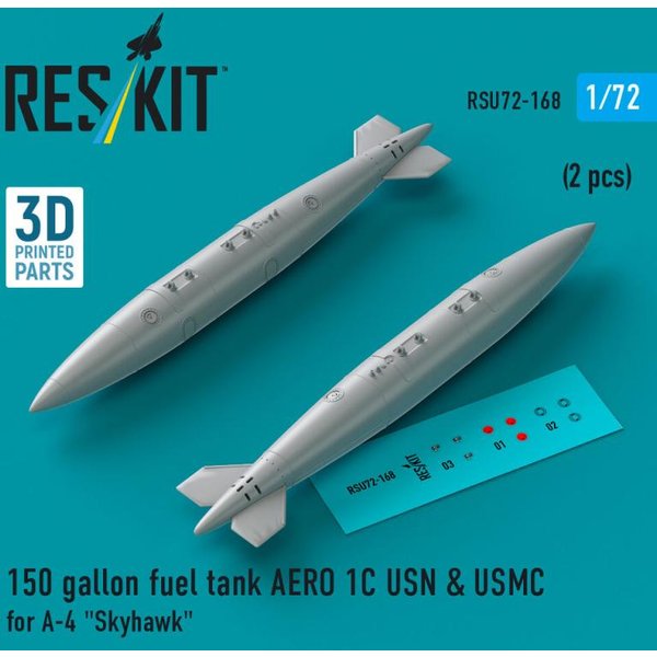 150 gallon fuel tank AERO 1C USN & USMC for A-4 Skyhawk (2 pcs) (3D Printed)