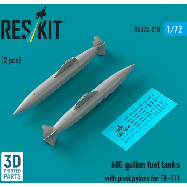 600 gallon fuel tanks with pivot pylons for FB-111 (2 pcs) (3D Printed)