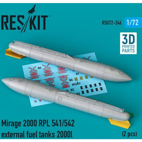 Mirage 2000 RPL 541/542 external fuel tanks 2000lt (2 pcs) (3D Printed)