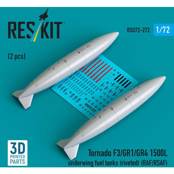 Tornado F3/GR1/GR4 1500L underwing fuel tanks (riveted) (RAF/RSAF) (2 pcs) (3D Printed)