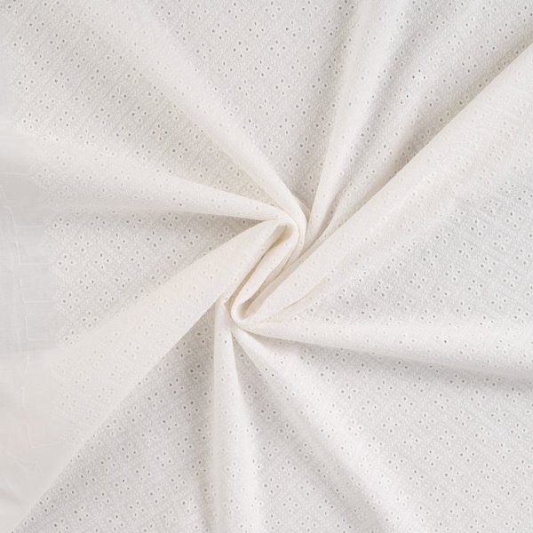 Tissu Broderie Anglaise Coton Losange TrèFle éCru - Mondial Tissus-image