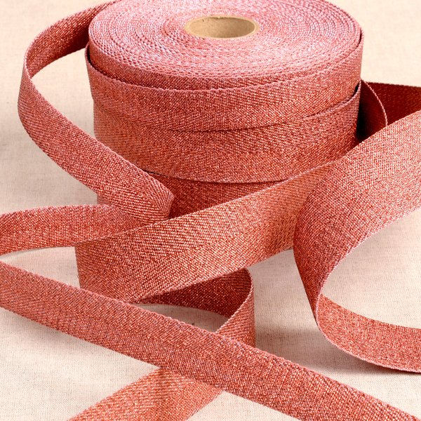Sangle Lurex Rouge Et Doré 30Mm - Mondial Tissus-image
