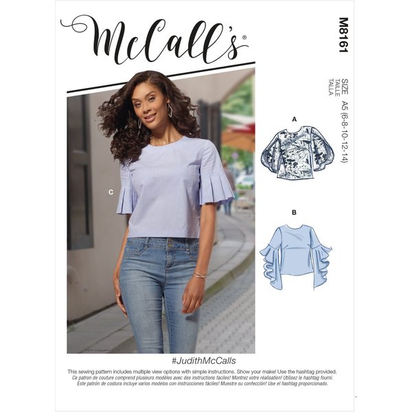 Patron Mccall's 8161A5 Top Droit Avec Variations De Manches Du 34 Au 42 - Mccall's - Mondial Tissus-image