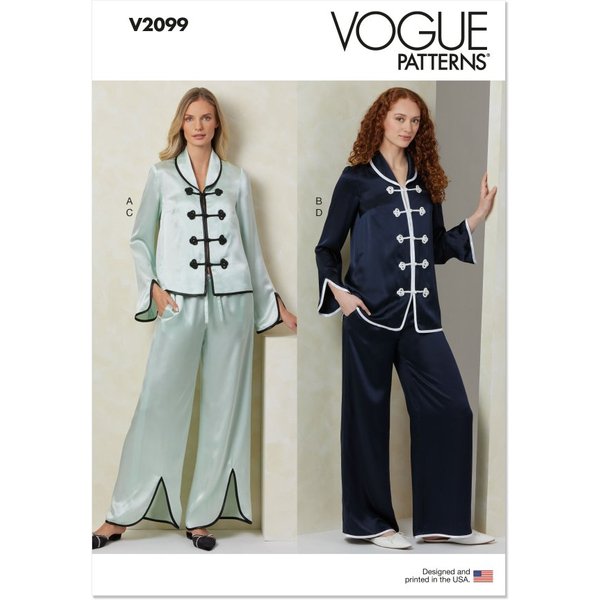 Patron Vogue V2099A Haut Et Pantalon éVasé Femme Xs Au Xxl - Vogue - Mondial Tissus-image