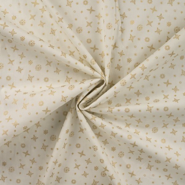 Tissu Popeline Coton Foil Imprimé Multi Flocons éCru - Mondial Tissus-image