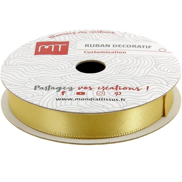 Bobine Ruban Satin Jaune Moutarde 6 M X 9 Mm - Mt - Mondial Tissus-image