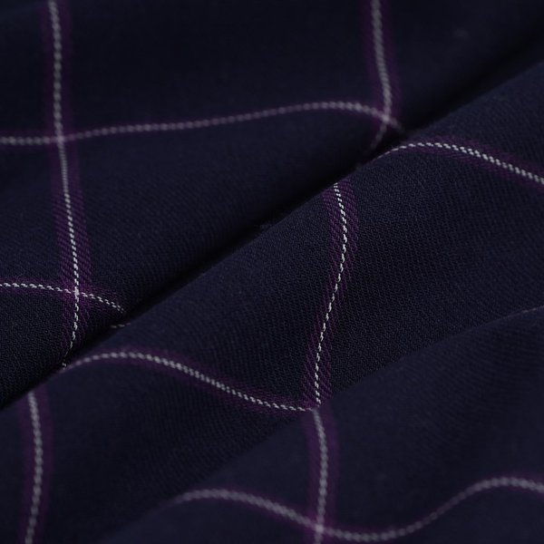 Tissu Flanelle Coton Carreaux FenêTre Marine Violet - MT - Mondial Tissus-image