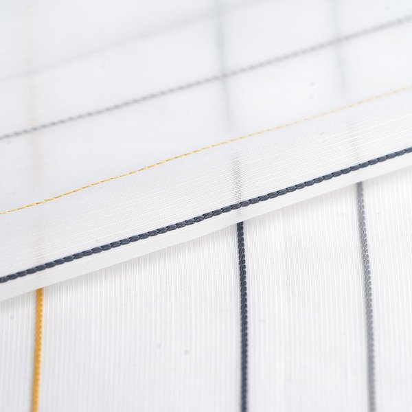 Tissu Voile Fines Rayures Tricolores - Plombé - Mondial Tissus-image